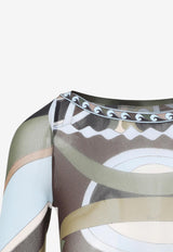 Vivara Print Tulle Cropped Top