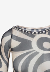 Printed Tulle Cropped Top