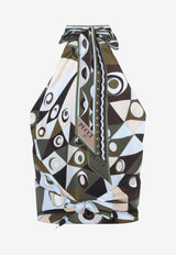 Occhi Print Silk Halter Top