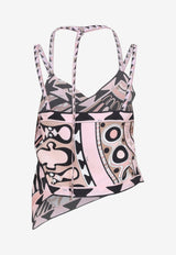 Stella Print Silk Asymmetric Top
