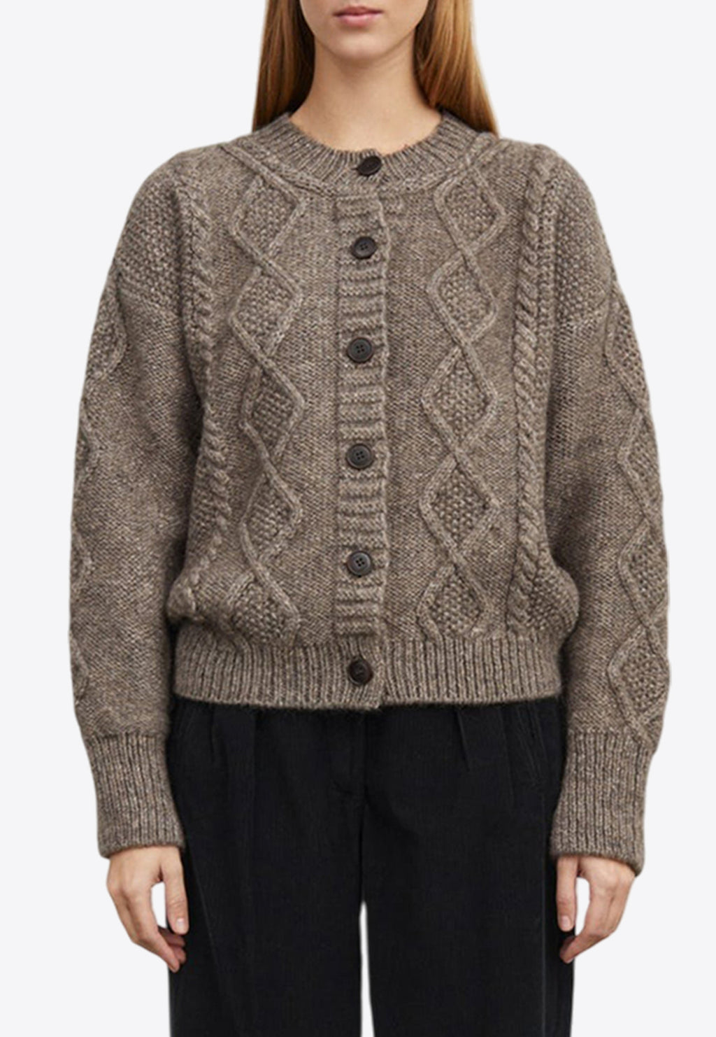 Agnete Cable Knit Wool Cardigan – THAHAB KW - Main Image