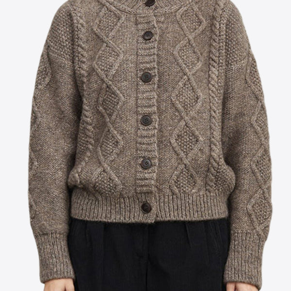 Agnete Cable Knit Wool Cardigan – THAHAB KW