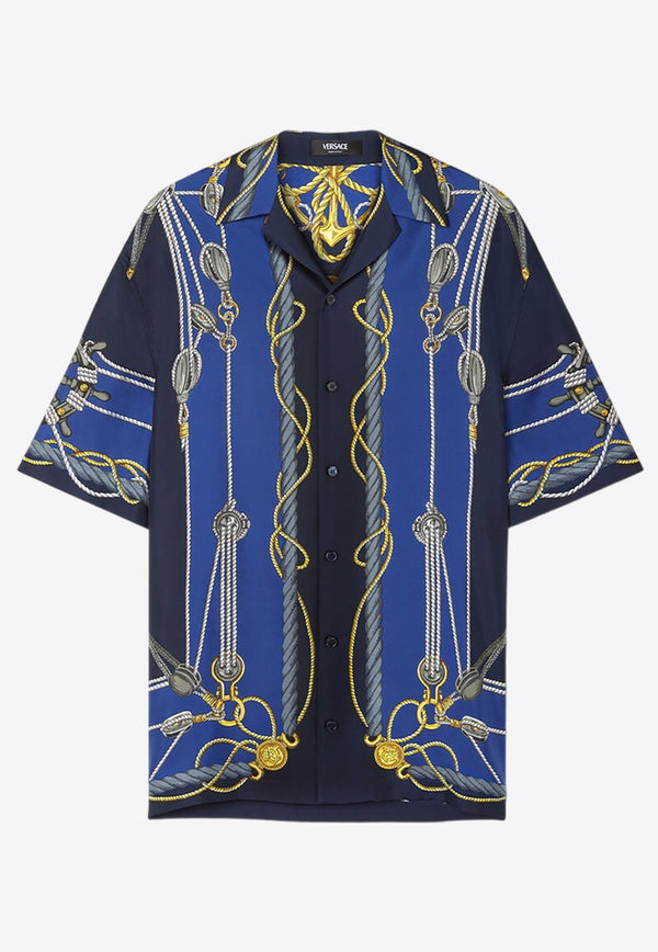 Versace Nautical Print Silk Shirt 1003926 1A09762 5U170 Multicolor