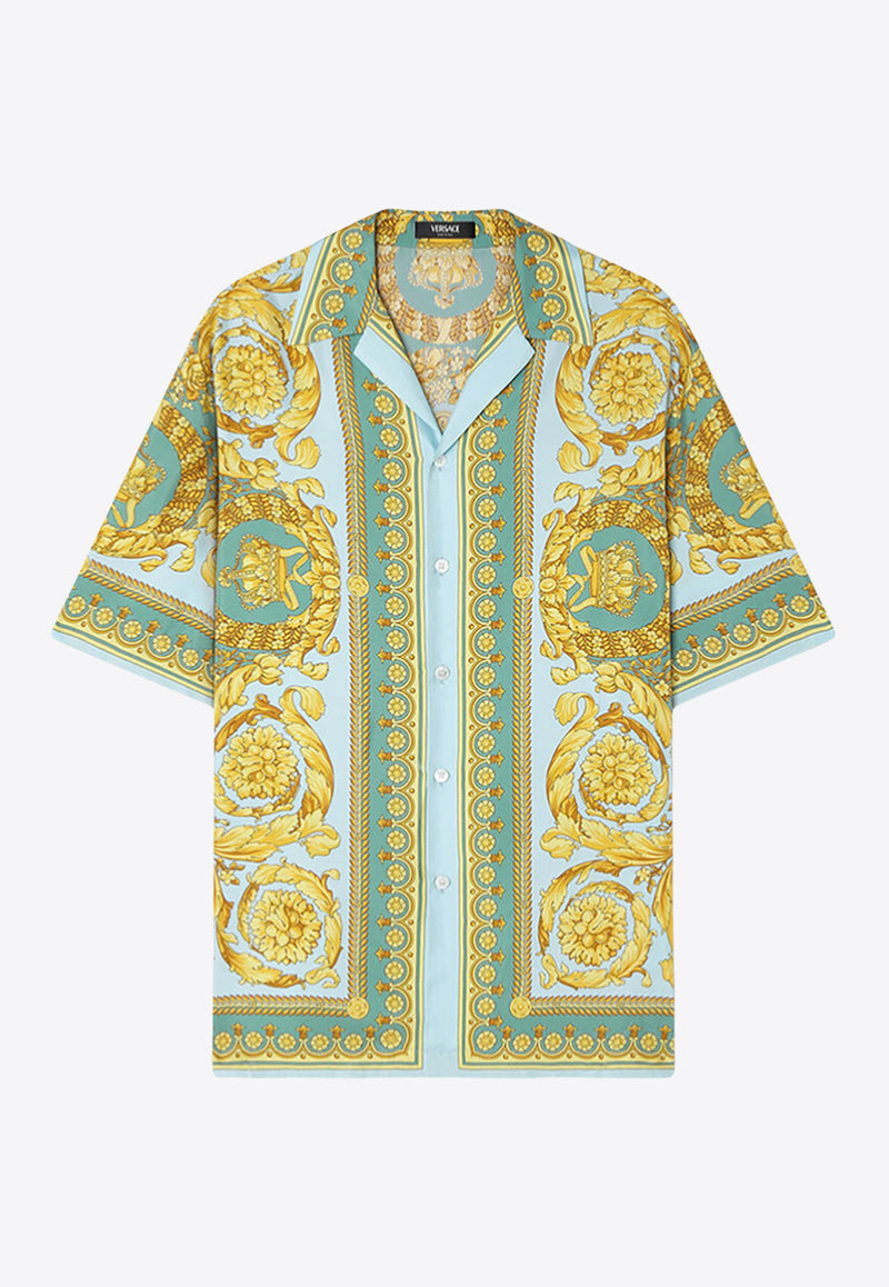Versace Barocco Print Short-Sleeved Silk Shirt Multicolor 1003926 1A13557 5GA10