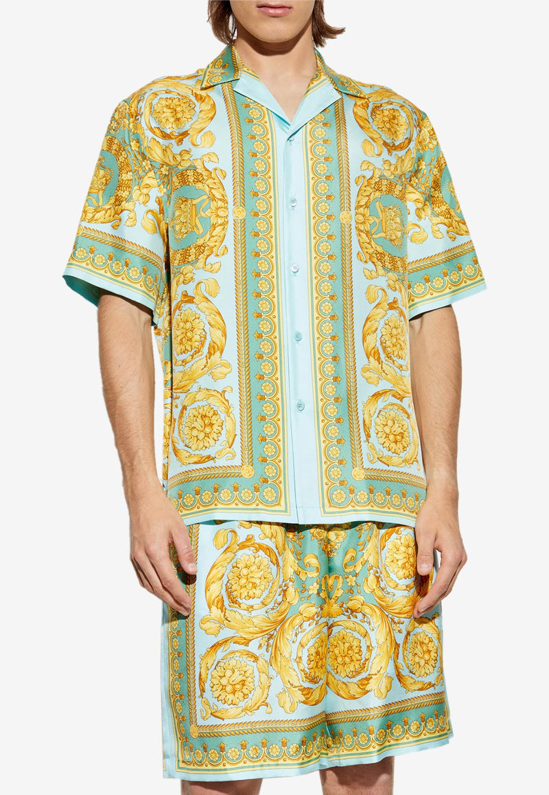 Versace Barocco Print Short-Sleeved Silk Shirt Multicolor 1003926 1A13557 5GA10