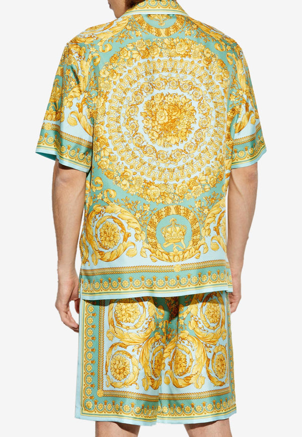 Versace Barocco Print Short-Sleeved Silk Shirt Multicolor 1003926 1A13557 5GA10
