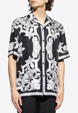 Versace Architectural Baroque Short-Sleeved Silk Shirt Black 1003926 1A14713 5B950