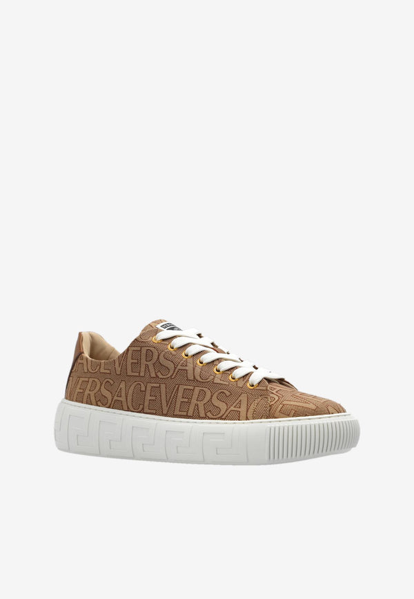 Versace All-Over Logo Low-Top Sneakers Brown 1004184 1A07977 2N24V