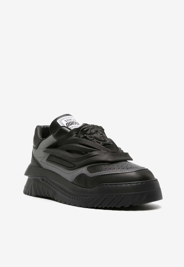 Versace Odissea Leather Low-Top Sneakers Black 1004524 1A09789 2B580