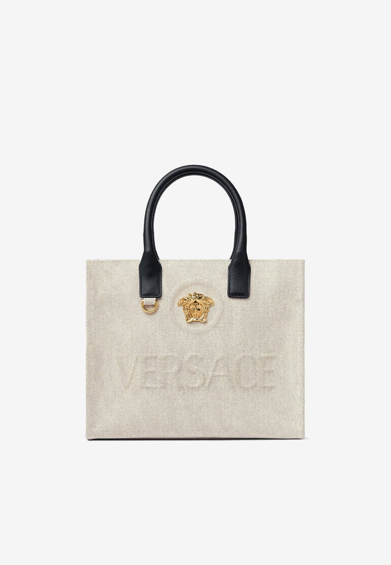 Versace Small Le Medusa Canvas Tote Bag Beige 1005861 1A03494 2K86V