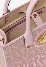 Versace Small All-Over Logo Tote Bag Pink 1005861 1A08199 2N77V