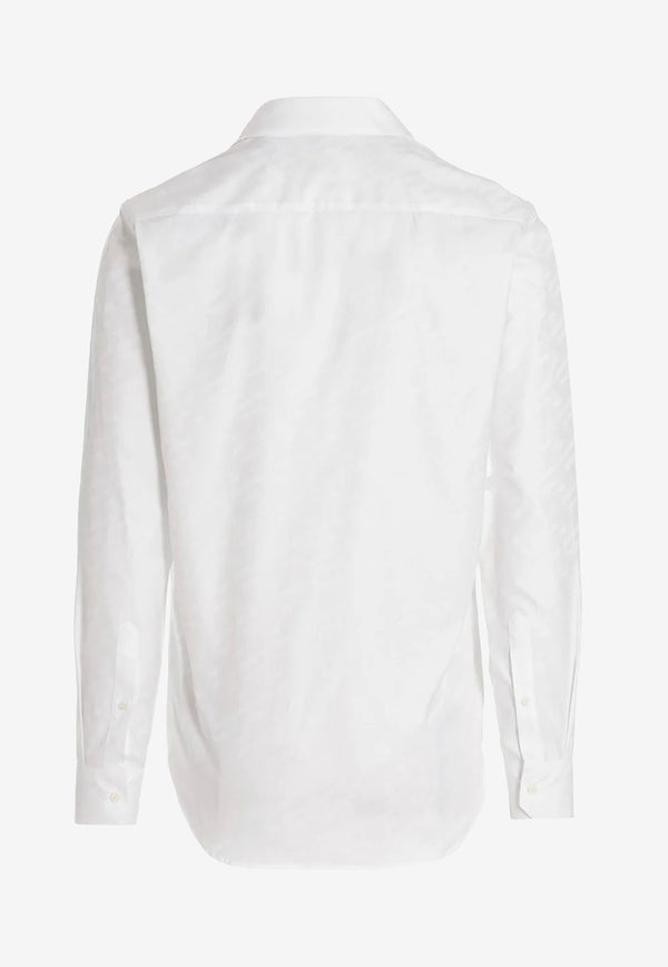 Versace La Greca Jacquard Oxford Shirt White 1006367-1A04338-1W000