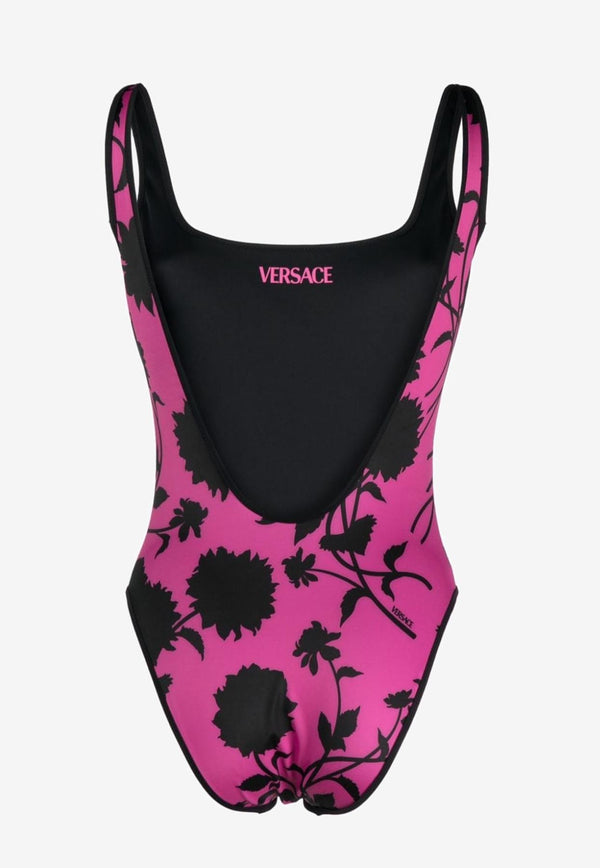 Versace Floral Print Reversible One-Piece Swimsuit Multicolor 1006514 1A09281 5P900