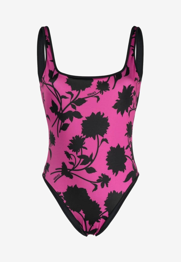 Versace Floral Print Reversible One-Piece Swimsuit Multicolor 1006514 1A09281 5P900