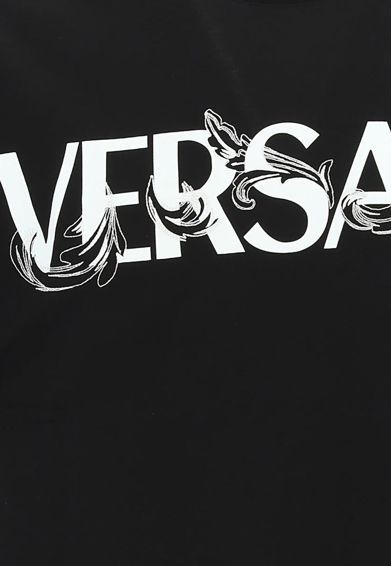 Versace Logo Print Crewneck T-shirt Black 1006974_1A04949_1B000