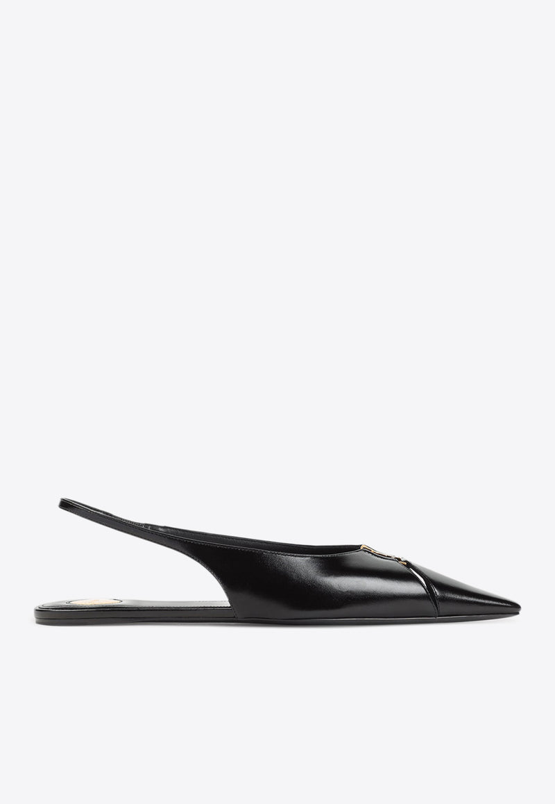 Babylone Calf Leather Slingback Flats