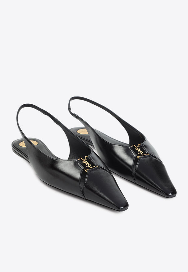Babylone Calf Leather Slingback Flats
