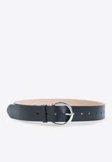 Round Buckle Calf Leather Belt