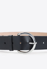 Round Buckle Calf Leather Belt