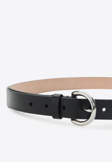 Round Buckle Calf Leather Belt