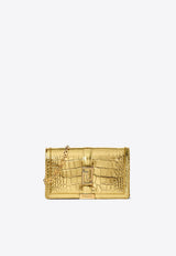 Versace Mini Greca Goddess Shoulder Bag in Croc Embossed Leather 1007220 1A10014 1X00V Gold