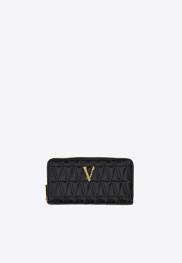 Virtus Continental Wallet in Quilted Leather Versace Black 1007674-DNATR4-1B00V