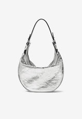 Versace Small Metallic Leather Hobo Bag Silver 1007680 1A08163 1E01P