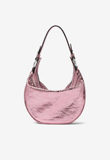 Versace Small Metallic Leather Hobo Bag Pink 1007680 1A08163 1PO6P