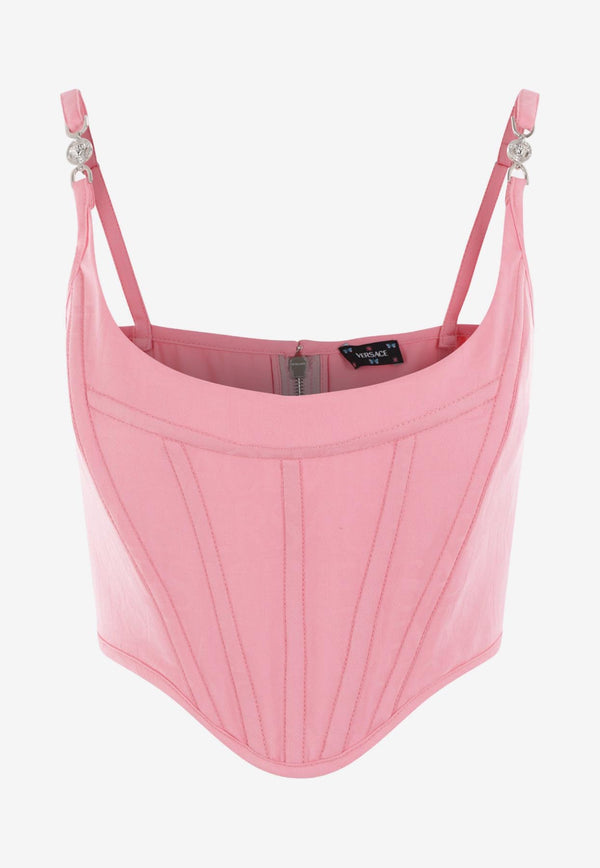 Versace All-over Logo Jacquard Corset Top Pink 1007685 1A08198 1PN50