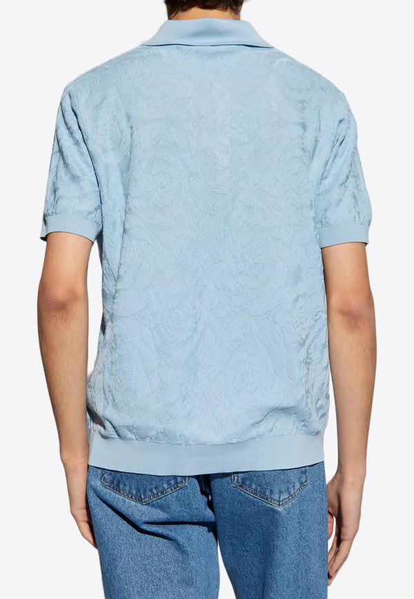 Versace Barocco Knit Polo T-shirt 1007765 1A09457 1VD50 Blue