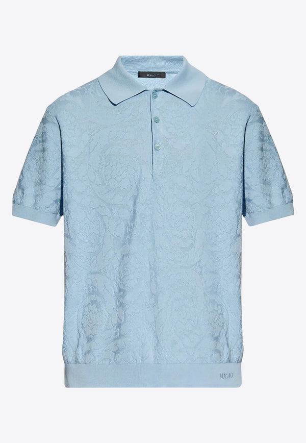 Versace Barocco Knit Polo T-shirt 1007765 1A09457 1VD50 Blue