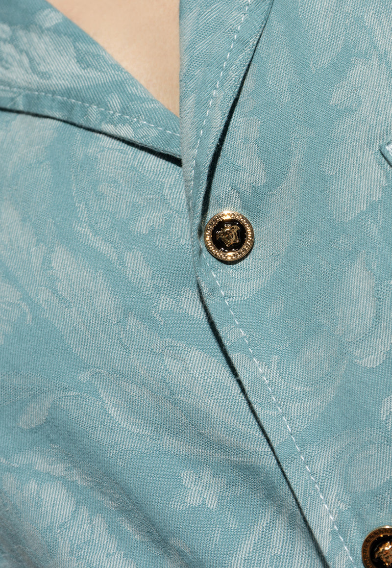 Versace Barocco Jacquard Denim Shirt Blue 1007836 1A15031 1D910