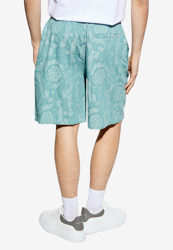 Versace Barocco Jacquard Denim Shorts Blue 1008187 1A15031 1D910