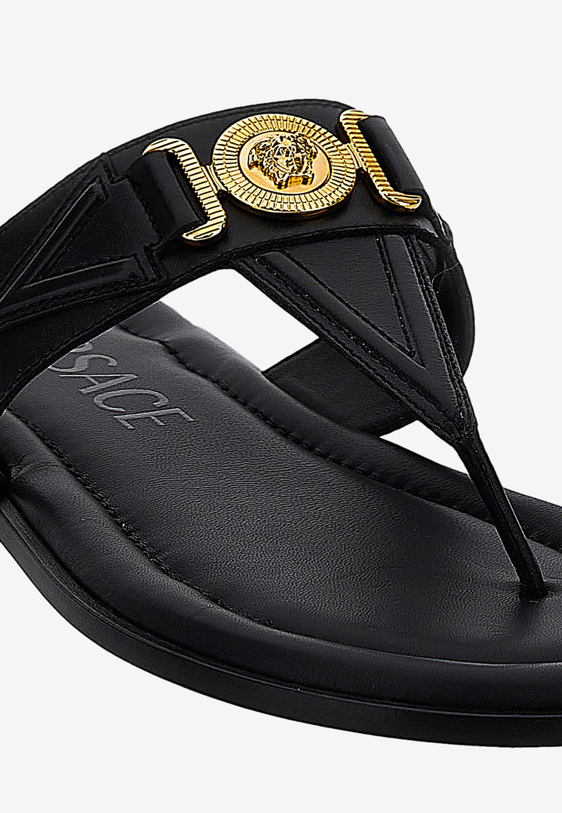 Medusa Biggie Calf Leather Sandals Versace Black 1008314-1A05956-1B00V