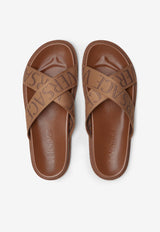 Versace Logo Jacquard Crisscross Sandals Brown 1008318 1A07980 2N240