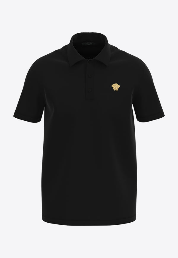 Versace Medusa-Embroidered Polo T-shirt Black 1008492-1A06071-1B000
