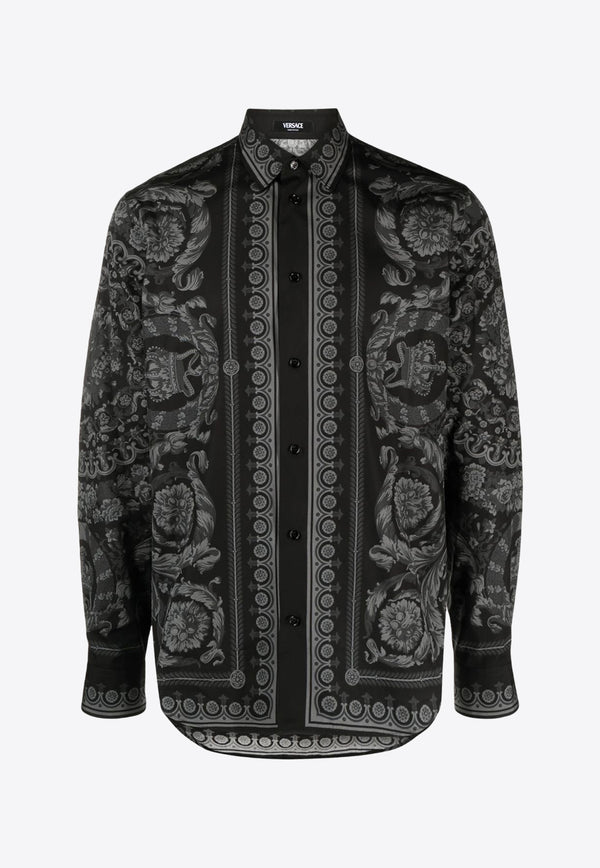 Versace Barocco Print Long-Sleeved Shirt 1008574 1A09757 5BC10 Black