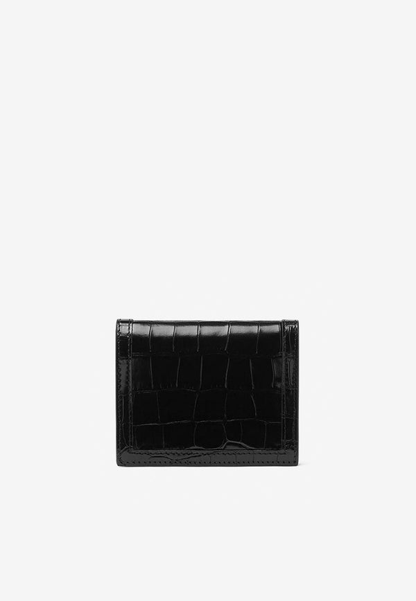 Versace Greca Goddess Croc-Embossed Wallet Black 1008832 1A08724 1B00V