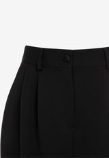 Wool Midi Tuxedo Pencil Skirt