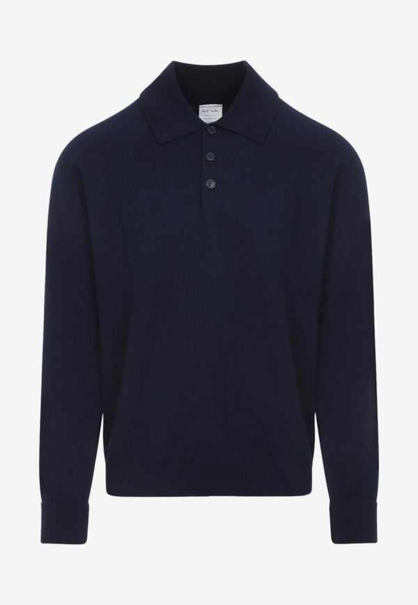 Long-Sleeved Cashmere Polo T-shirt