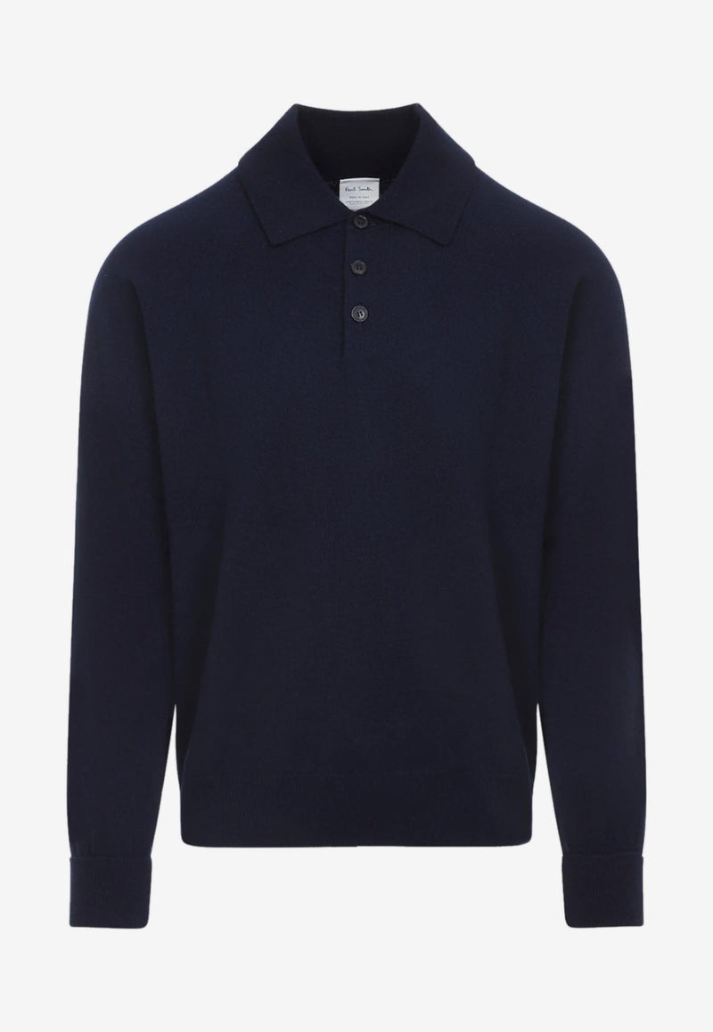 Long-Sleeved Cashmere Polo T-shirt