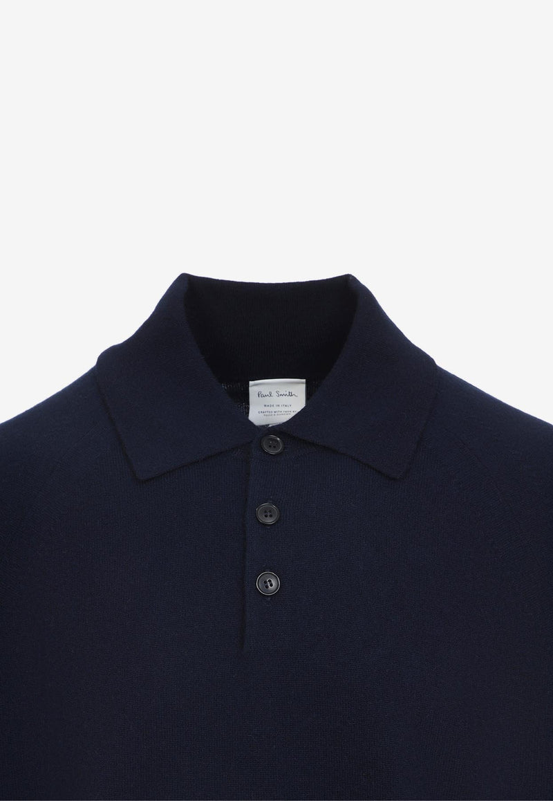 Long-Sleeved Cashmere Polo T-shirt