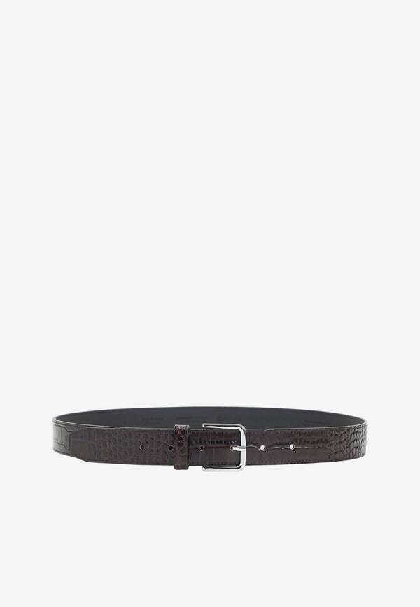 Toni Croc-Embossed Leather Belt