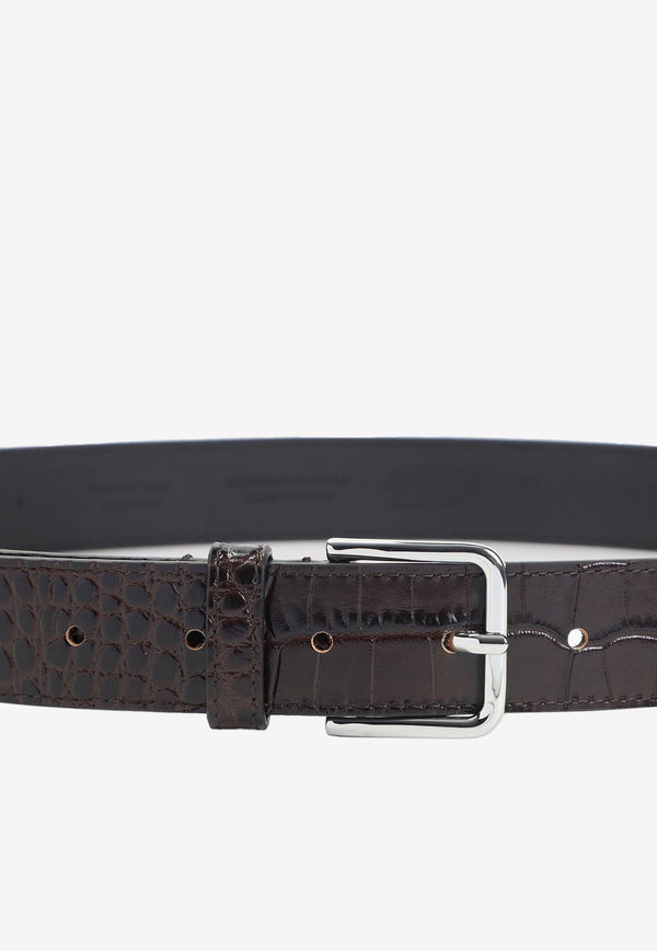Toni Croc-Embossed Leather Belt