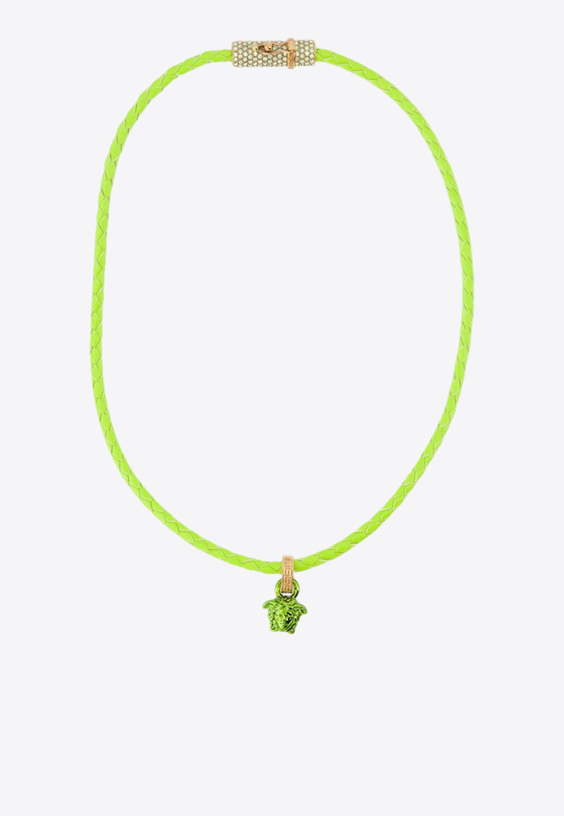 Versace Medusa Braided Leather Necklace Green 1009217 1A05169 1GF1V