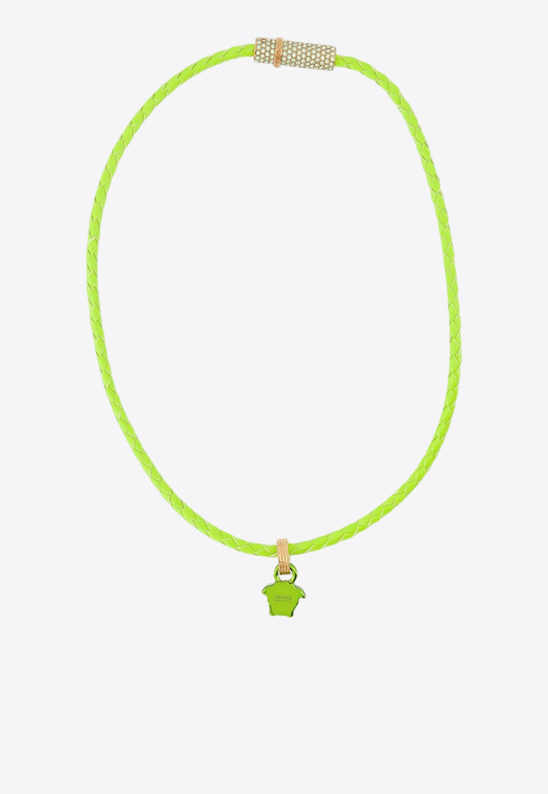 Versace Medusa Braided Leather Necklace Green 1009217 1A05169 1GF1V