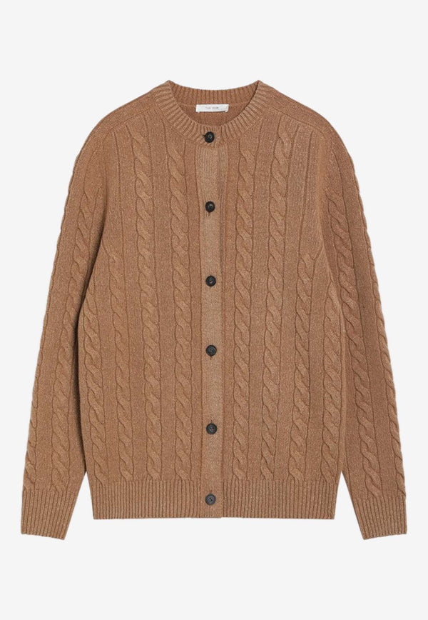 The Row Loneke Cable Knit Wool Cardigan Brown 10092Y961/R_THERO-FWN