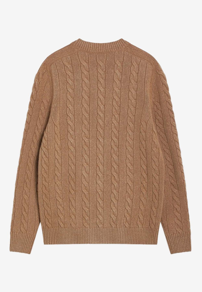 The Row Loneke Cable Knit Wool Cardigan Brown 10092Y961/R_THERO-FWN