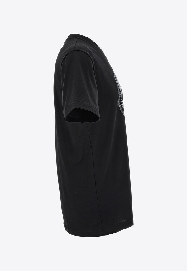 Versace Logo-Embroidered Short-Sleeved T-shirt Black 1009317-1A06773-1B000
