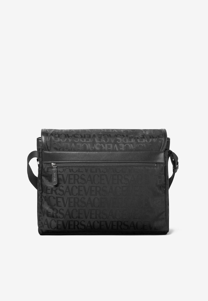 Versace All-over Logo Jacquard Messenger Bag Black 1009721 1A07040 1B00E